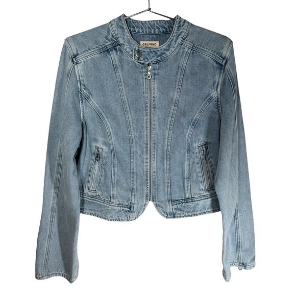 NWT GRLFRND Ash Racer Denim Jacket Angeles CrestLarge Moto - Picture 4 of 13